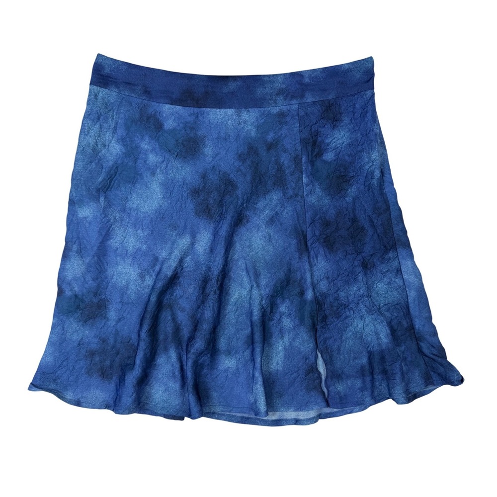Free People Mini Skirt Womens 8 Blue Excellent Tie Dye Side Slit OB1090094‎